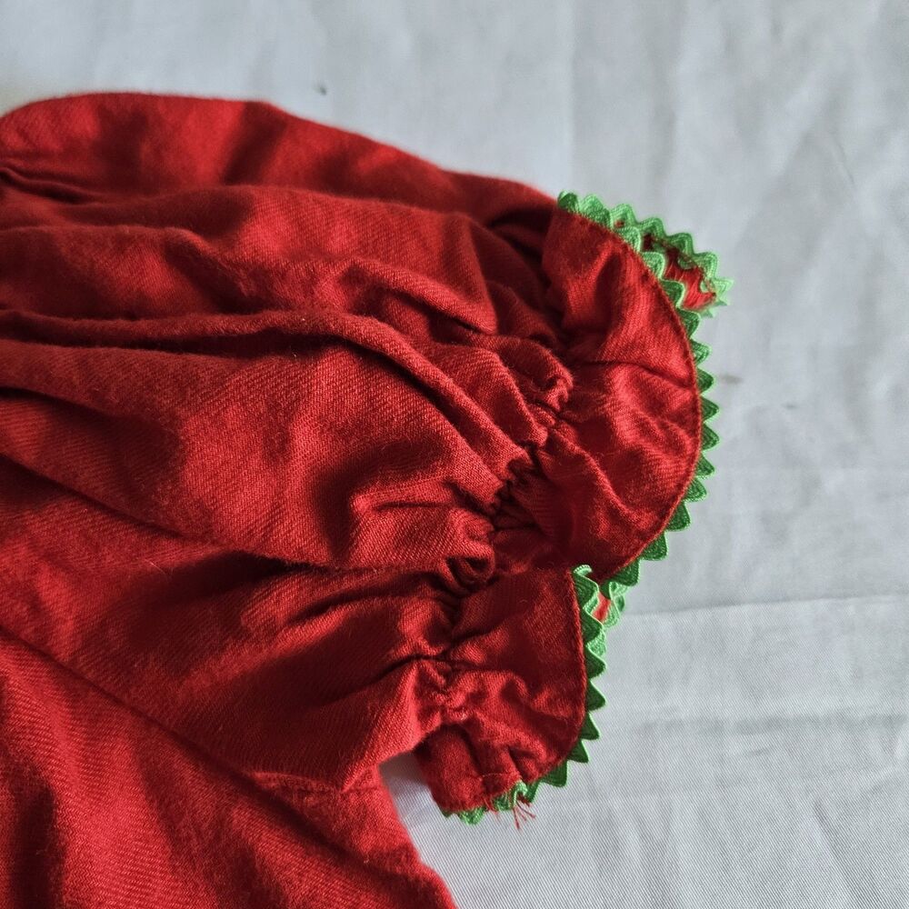 Vintage Silly Goose Hand Smocked Monkey Palm Tree Dress Red Green Ricrac 24M - Picture 5 of 10